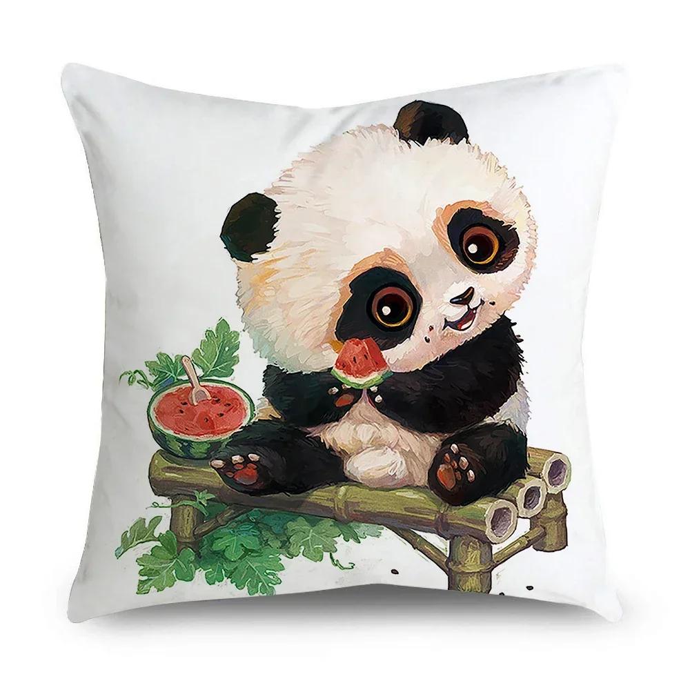 Pillowcase Office Decor Cushion Cover Cute Panda Pattern Home Square
