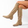 Retro Pointed Toe Stack Boots Women's  New Fashion Metal Buckle Soft Slip Anti-slip Thigh Boots
