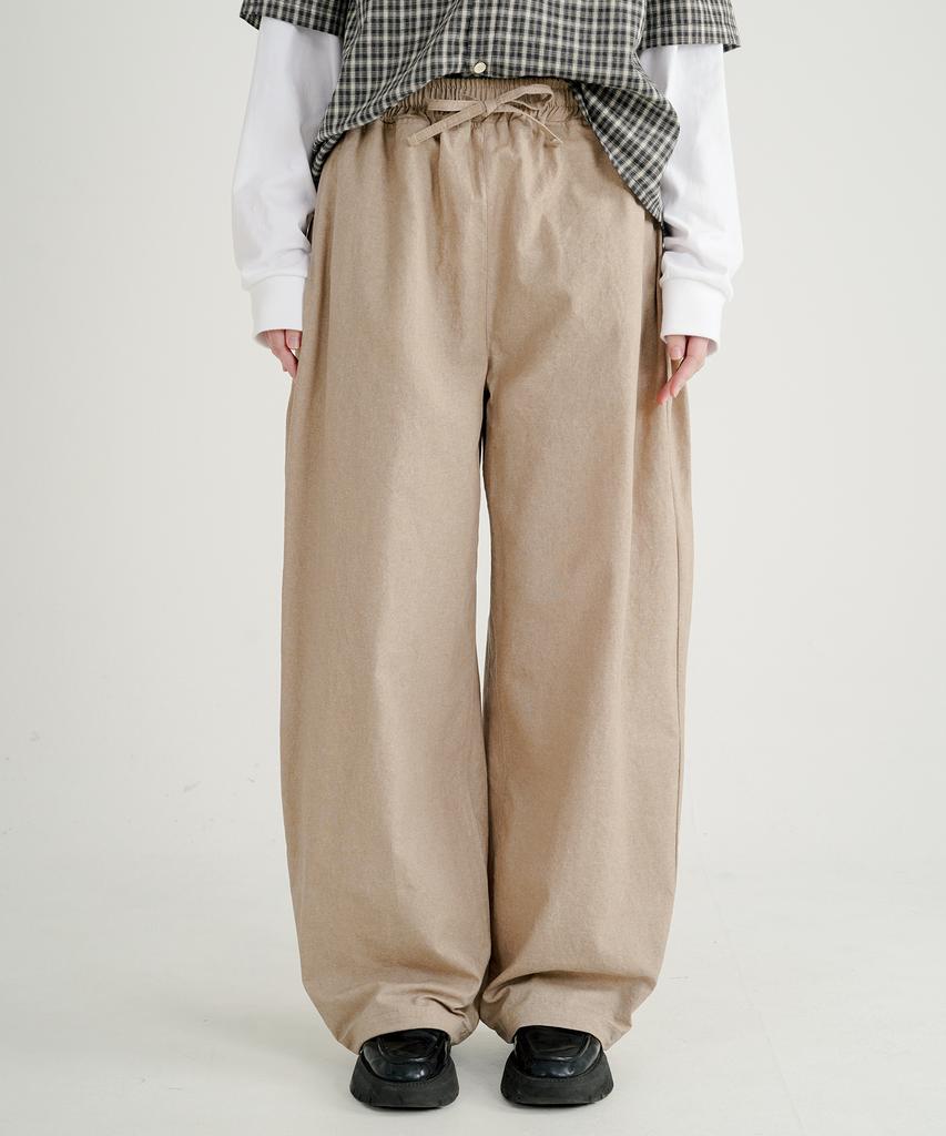 WV PROJECT Turn-Dyed Like Linen Elastic Waist Pants Beige Jnlp7717