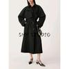 Summer Women's Sports Series Cotton Blended Lapel Long Sleeve Bowknot Belt Minimalist Trench Coat 1255767
