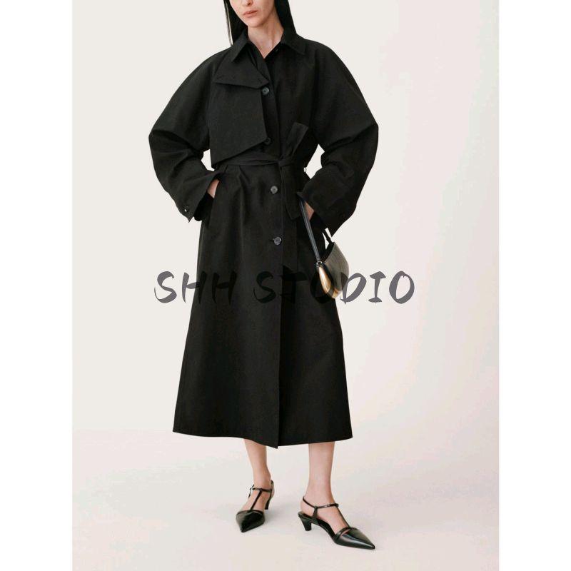 Summer Women's Sports Series Cotton Blended Lapel Long Sleeve Bowknot Belt Minimalist Trench Coat 1255767