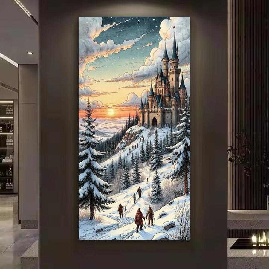 Winter Castle Scenery Diy Diamond Arts For Adults Painting Kits Large Size Landscape Full Drill Mosaic Embroidery Picture