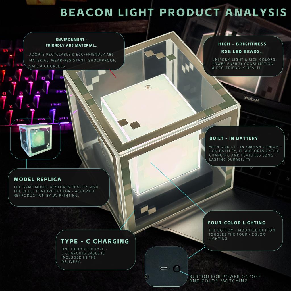BMW Pixel-Style Beacon Lamp Desktop Night Light Glowing Computer Atmosphere Game Ornament Gift Rechargeable Decorative Illumination
