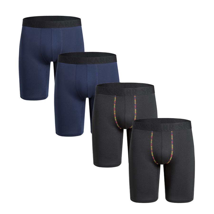 

BONITOS, 4 шт., длинные мужские трусы-боксеры, удобные трусы с принтом, нижнее белье для мужчин, сплошной цвет S