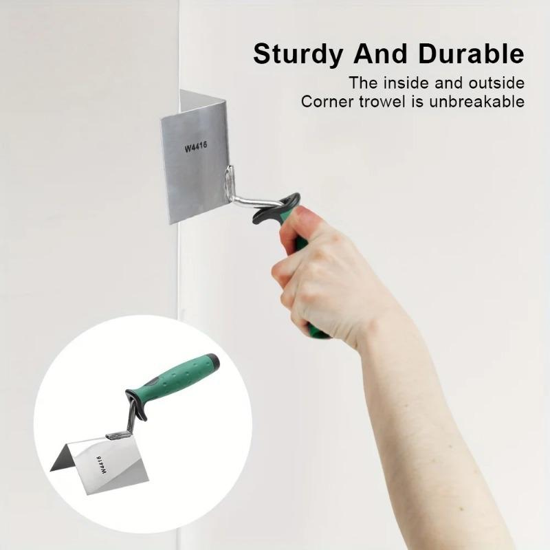 Stainless Steel Inner Corner Trowel Diatom Mud Construction Auxiliary Tools Comfortable Grip Easy To Use Putty Scraper