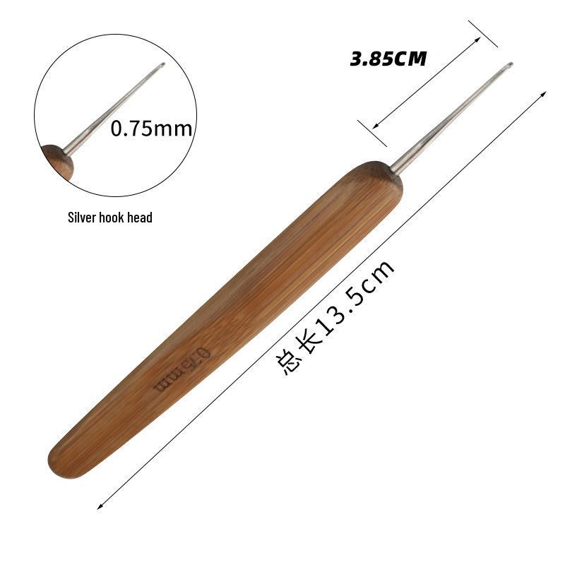 Bamboo Handle Crochet Hook with Metal Head for Dreadlocks & Knitting