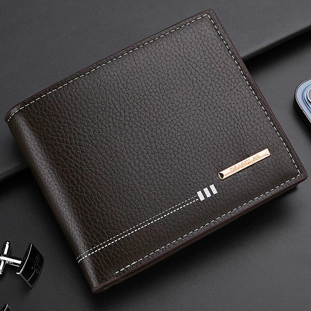 New Men's Wallet Credit Card Holder Zipper Coin Purse High-Quality Lychee Pattern Business Short Wallet For Men
