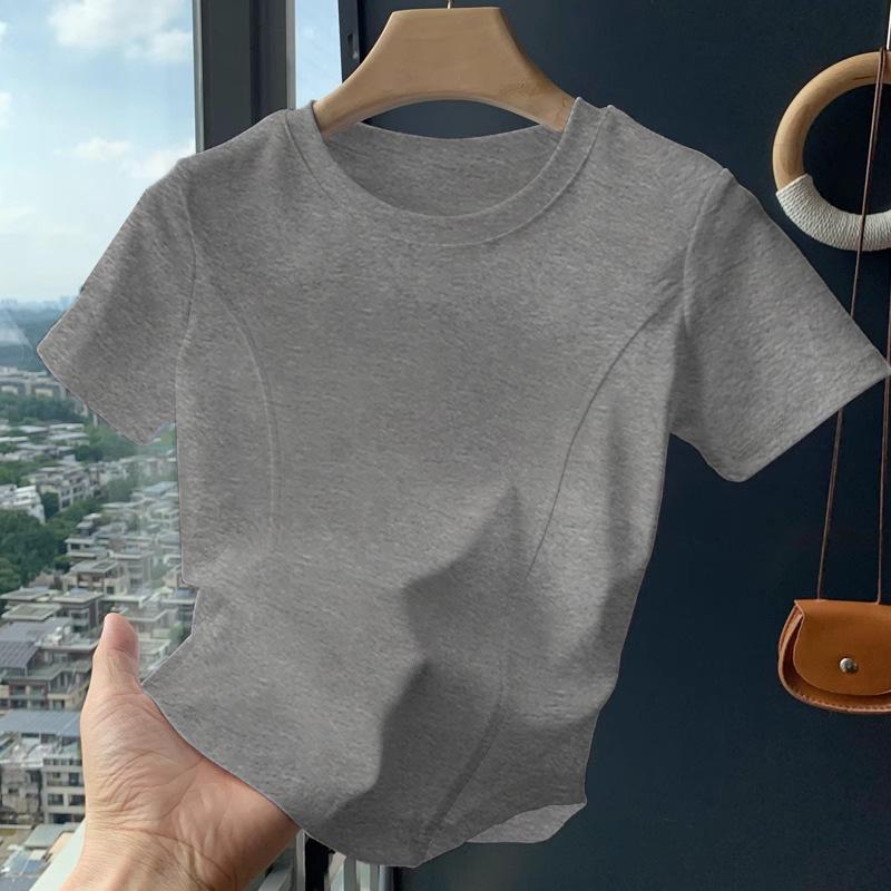 

Женская футболка с коротким рукавом из белого хлопка в корейском стиле – Шикарный, Высококлассный, Уникальный летний модный топ 2XL светло-серый