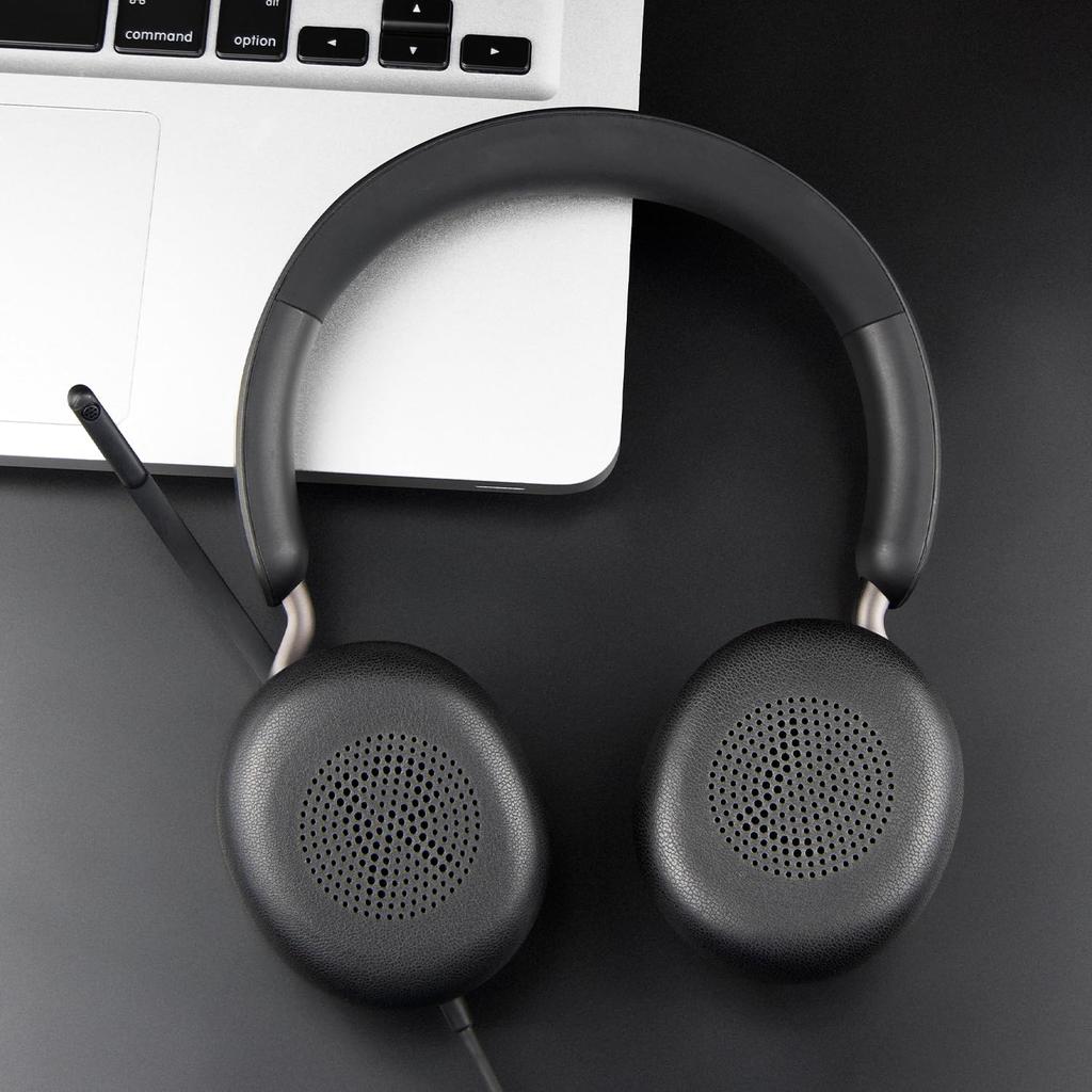 SOULWIT Ear Pads for Jabra Evolve2 65, Evolve2 40, Elite 45h - Cushioned - Black