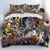 Digimon Adventure Monster Cartoon Comforter Bedding Set,Duvet Cover Bed Set Quilt Cover Pillowcase,king Queen Size Bedding Set