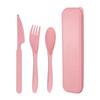 2pcs Pink Portable Tableware Wheat Straw Tableware Set Three Piece Set of Forks Spoons Knives Travel Tableware Camping Cutlery