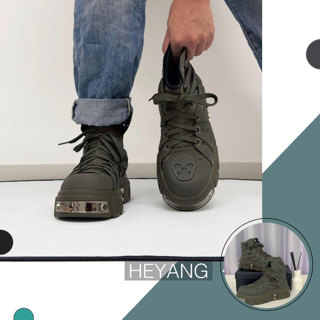 HEYANG Men's Fashion Height-Boosting Punk Boots - Thick-Soled Casual Design