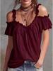 2026 European Spring/Summer Women's Cotton Linen Ruffle Collar Casual Camisole Top
