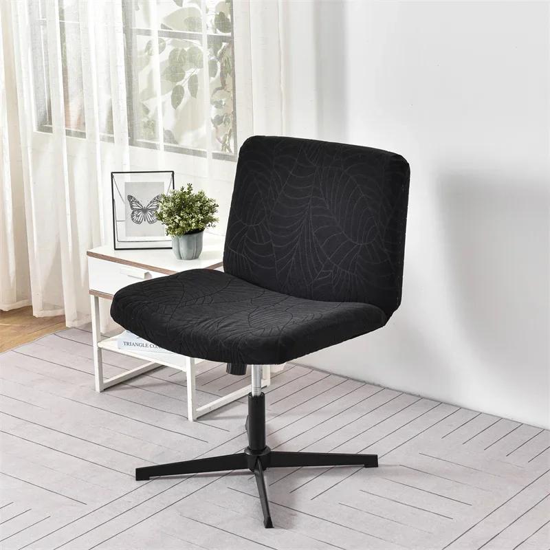 

1 шт. Чехол на офисное кресло без подлокотников, жаккардовый однотонный эластичный чехол для туалетного стула, широкое сиденье, нескользящий, чехол для барного стула