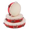 6 / 8 / 10 Inch Sheepskin Drumhead Wood Tambourine For Church Party KTV Wedding, Single Row Jingle Bells Red Hand Drum