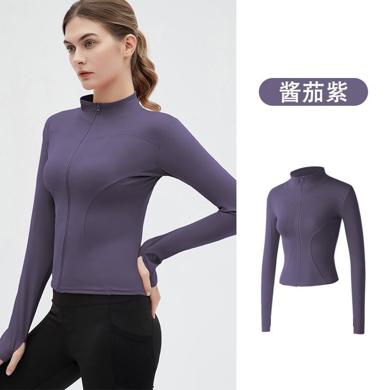Womens Slim Fit Quick-Dry Yoga Jacket Long Sleeve Running Sport Top Tight Fitness Outerwear