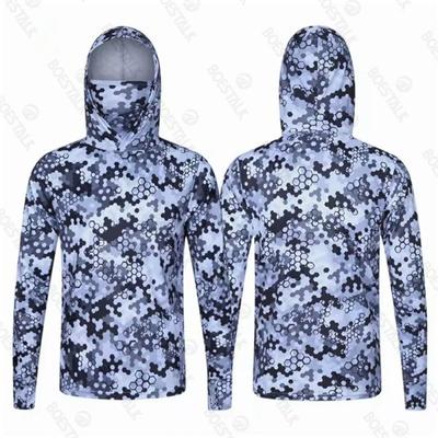 Men Women UV Protection Fishing Shirt Long Sleeve Quick Dry Camo Hooded Sunproof Outdoor Sportswear UPF 50