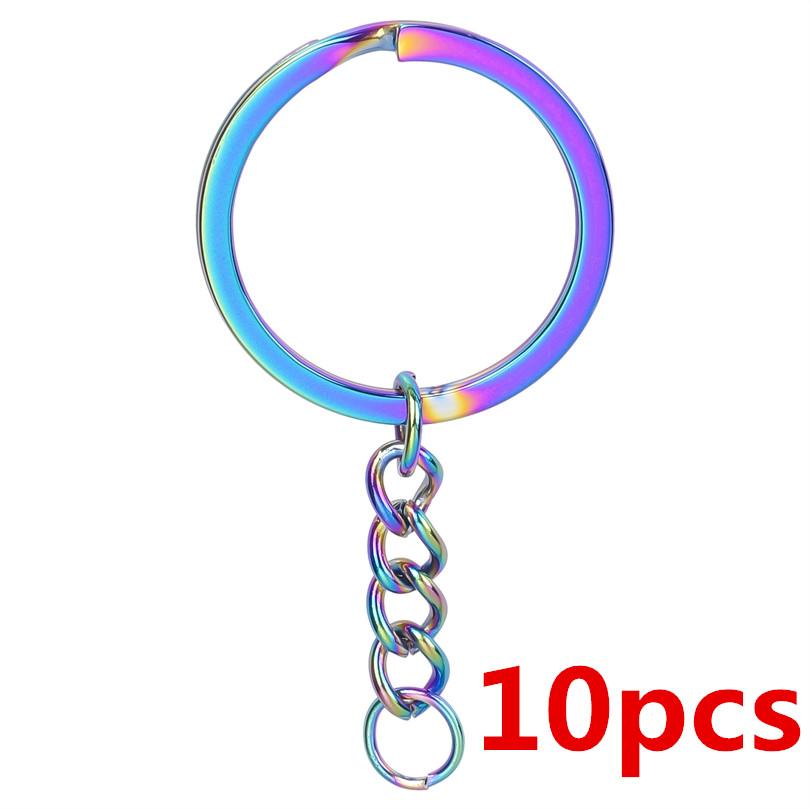100% Nerezová ocel Klíčenka Příslušenství DIY Kroužky na klíče Duhová/Stříbrná/Zlatá Barva Klíčenky Pro Výrobu Šperků Potřeby Klíčenka