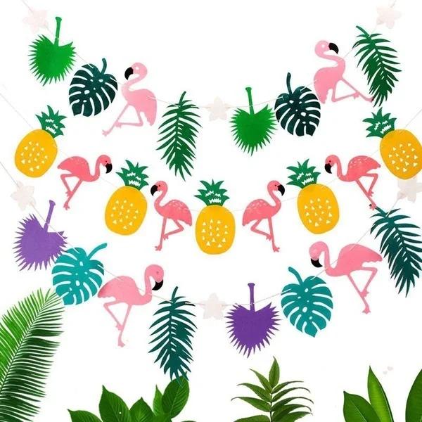 Havajský Tropický Plameňák Ananas Letní Párty Dekorace Banner Girlanda Vlaječky Oslava Narozenin Dekorace