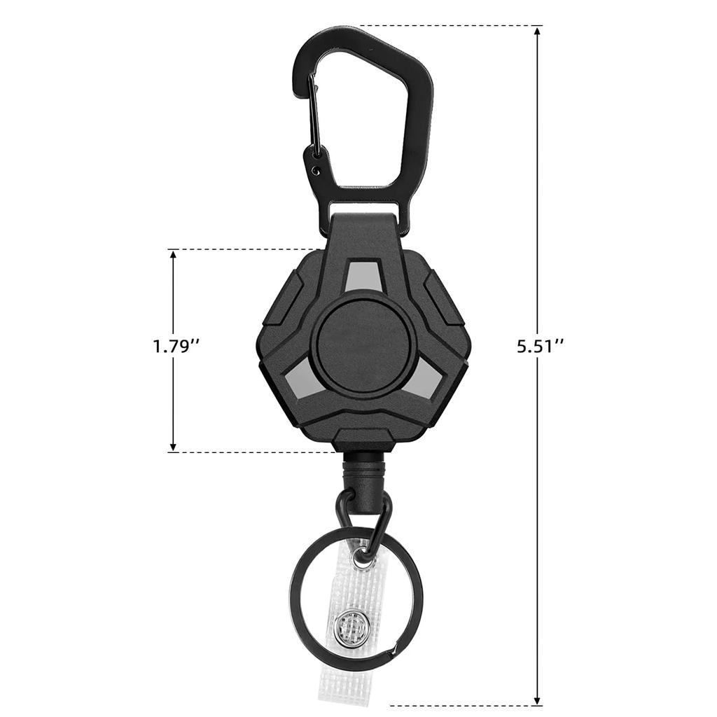 Retractable Keychain Heavy Duty Belt Clip Polygonal Keychain Clip Heavy Duty Carabiner Badge Holder Keychain With Carabiner