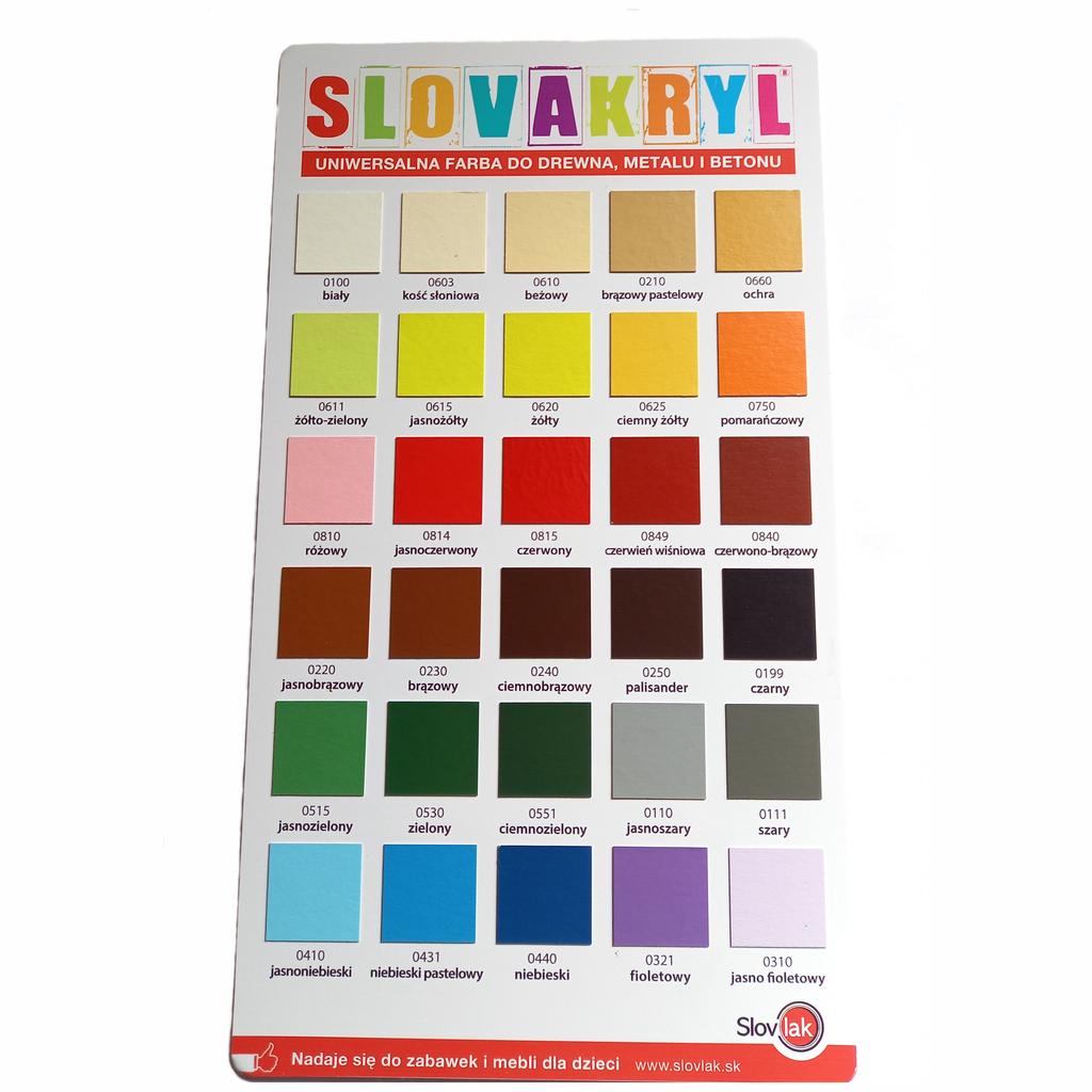 Matowa akrylowa farba do drewna, metalu i betonu wodna kryjąca Slovakryl SLOVLAK CZERWONY: 0,75 L