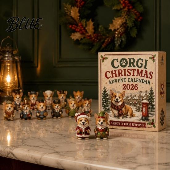 Dárek pro milovníky Corgi Figurky pro Kalendář 2026 Vánoční Advent 24 Dní s Mini Dětmi Svátky