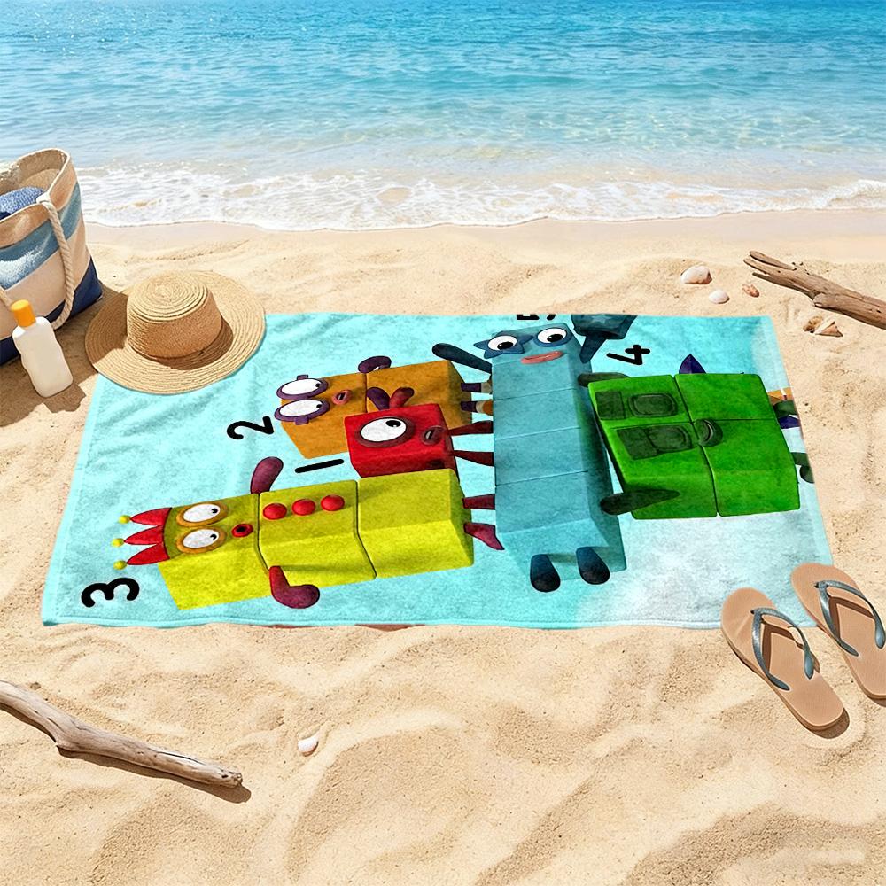 Numberblocks Beach Towel Super Soft Microfiber Quickdry Fabric Comfortable Lightweight Suitable For Swimming Gym Camping Yoga Vacation