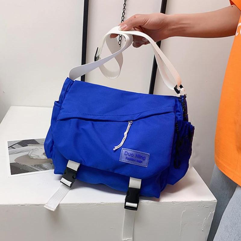 

Модные водонепроницаемые оксфордские сумки через плечо большой вместимости для женщин-подростков, сумка-мессенджер в стиле Харадзюку, студенческая школьная сумка Sac Bolso синий
