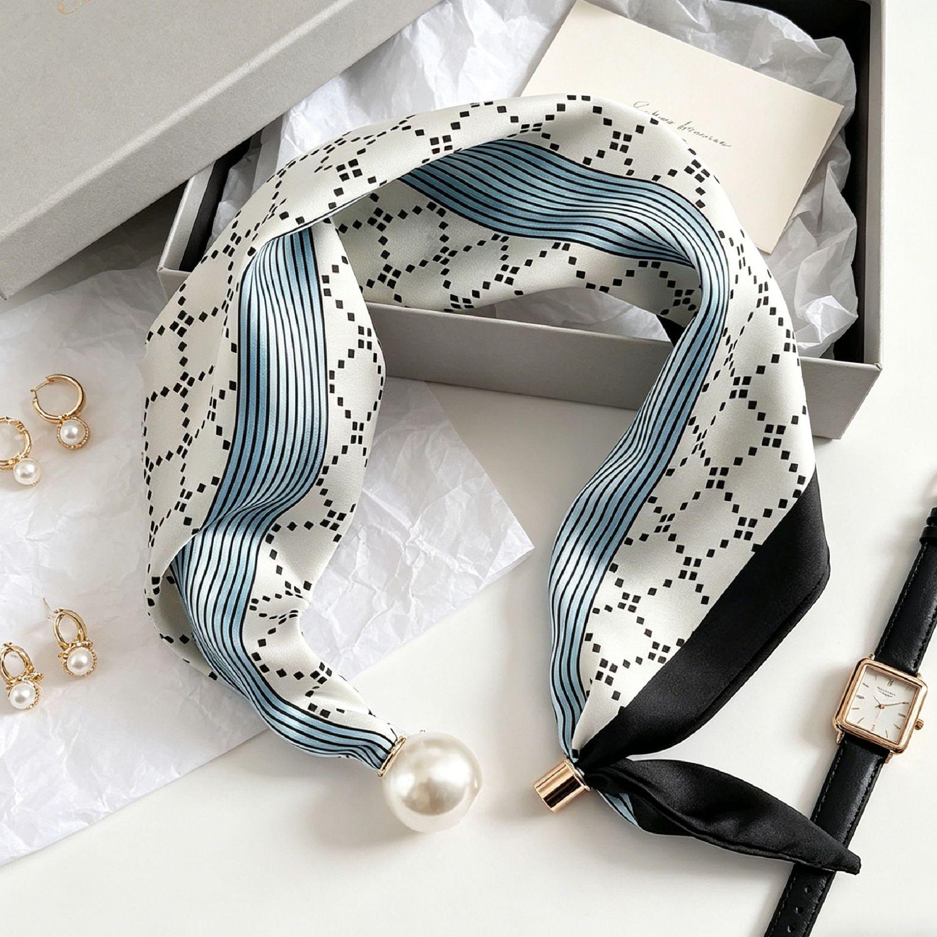 Luxe Ridder Parel Magnetische Sjaal Dames Veelzijdig Ademend Neckerchief Mode Artistiek Accessoire Nekwikkel Sjaals One Size gray