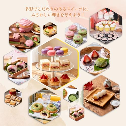 EffiQ-Rate Acrylic Cake Stand, 3-Tier, Afternoon Tea Stand, Figure Base, Display, Storage, Transparent, Birthday Party, Cupcakes, Sweets, Macarons, De