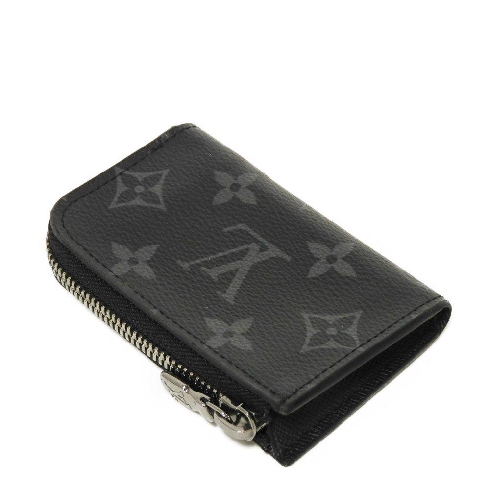 Gebrauchtes LV Logo L-Reißverschluss-Portemonnaie mit RFID IC-Chip (Monogram Eclipse) - Modell 12564 Geldbörse Jour M63536 7943 Schwarz Herren