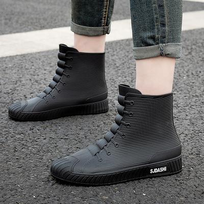 Fashion Men's Rain Shoes Rubber Mens Rain Boots Slip On Mid-calf Waterproof Working Boots Comfort Non-slip Fishing Shoes Sapatos
