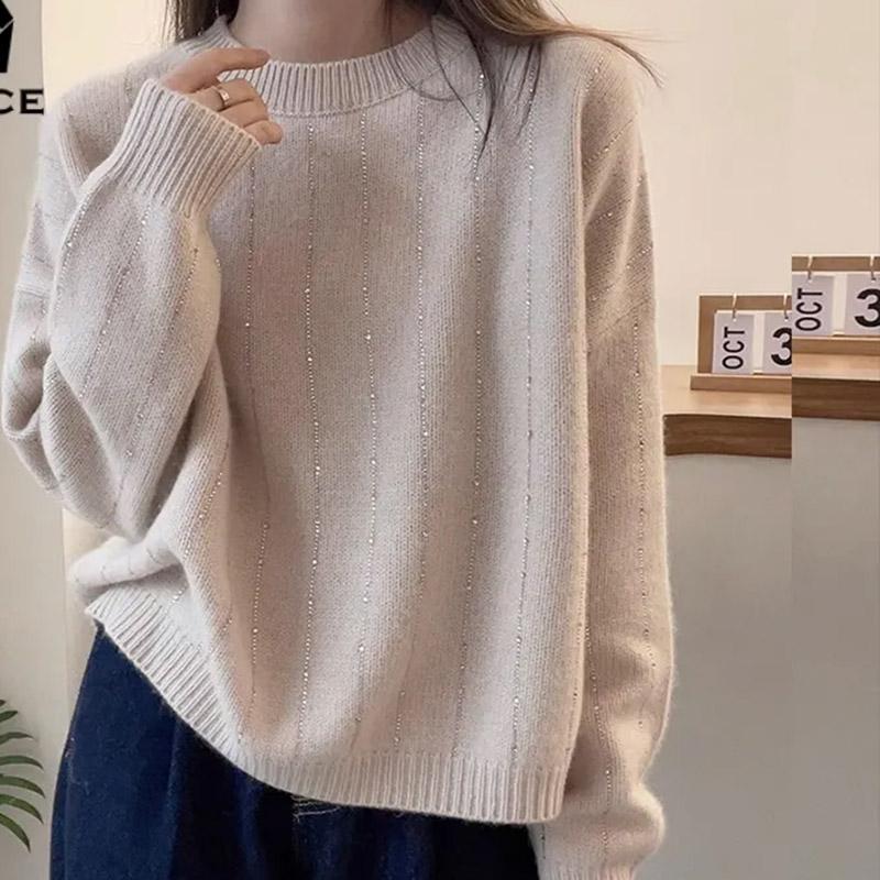 Top pentru Femei Toamnă Iarnă Mărime Mare Larg Mânecă Lungă Tricot Gât Rotund Pulovere Top