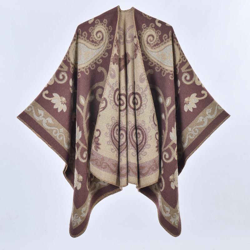 Autumn and Winter Retro Cashew Flower Thickened Shawl Street Cloak Scarf