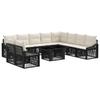Garden Sofa Set 11 Pieces Black and Cream White Poly Rattan
