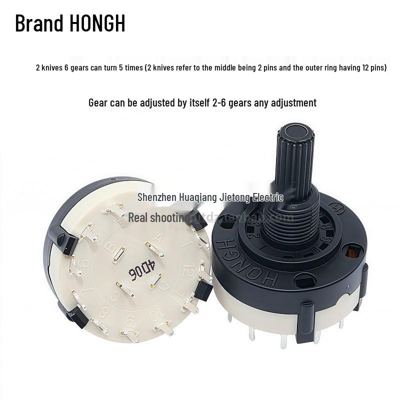 RS26 Rotary Band Switch: 1 Pole 12 Positions, 360° Infinite Rotation; Adjustable: 2 Poles 6 Positions, 3 Poles 4 Positions, 4 Poles 3 Positions.