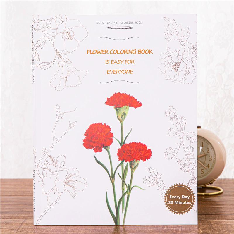 WTEMPO Flower Coloring Book for Adults & Teens High Quality Paper Artistic Floral Design with Exquisite Patterns DIY Stress-Relieving Coloring Books