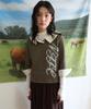 NOFFICIALNOFFICE Floral Collar Stripe Logo Top Khaki