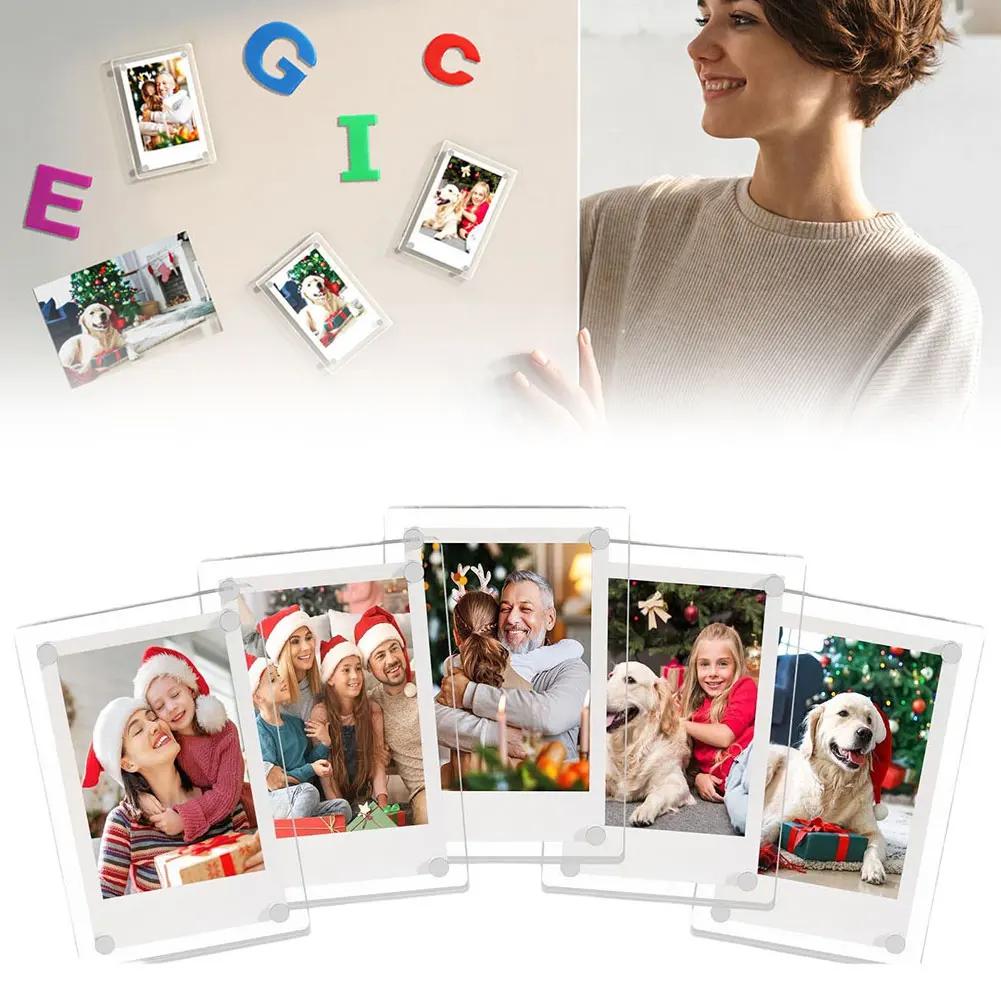 Ticket Commemorative Storage Holder Transparent Acrylic Magnetic Photo Frame Fridge Sticker Display Frame Home Decoration