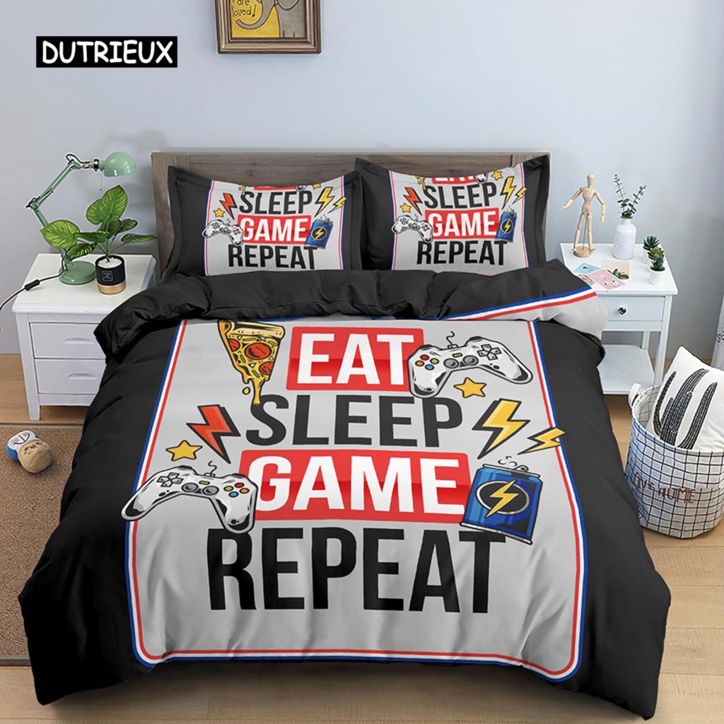 3D Spelkontroll Tryckt Sängklädesset Speltema Påslakan Mikrofibertyg Täcke Örngott Queen King Size Polyester Täcke Örngott