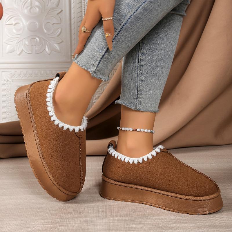 Fashion Low-top Snow Boots Women's 2025 New Winter Velvet and Thickened Cotton Drag Outward Wear Non-slip Northeast Cotton Shoes