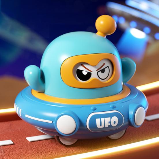 Back UFO Car Toy Inertial Drive Children Cartoon Spaceship Toddlers