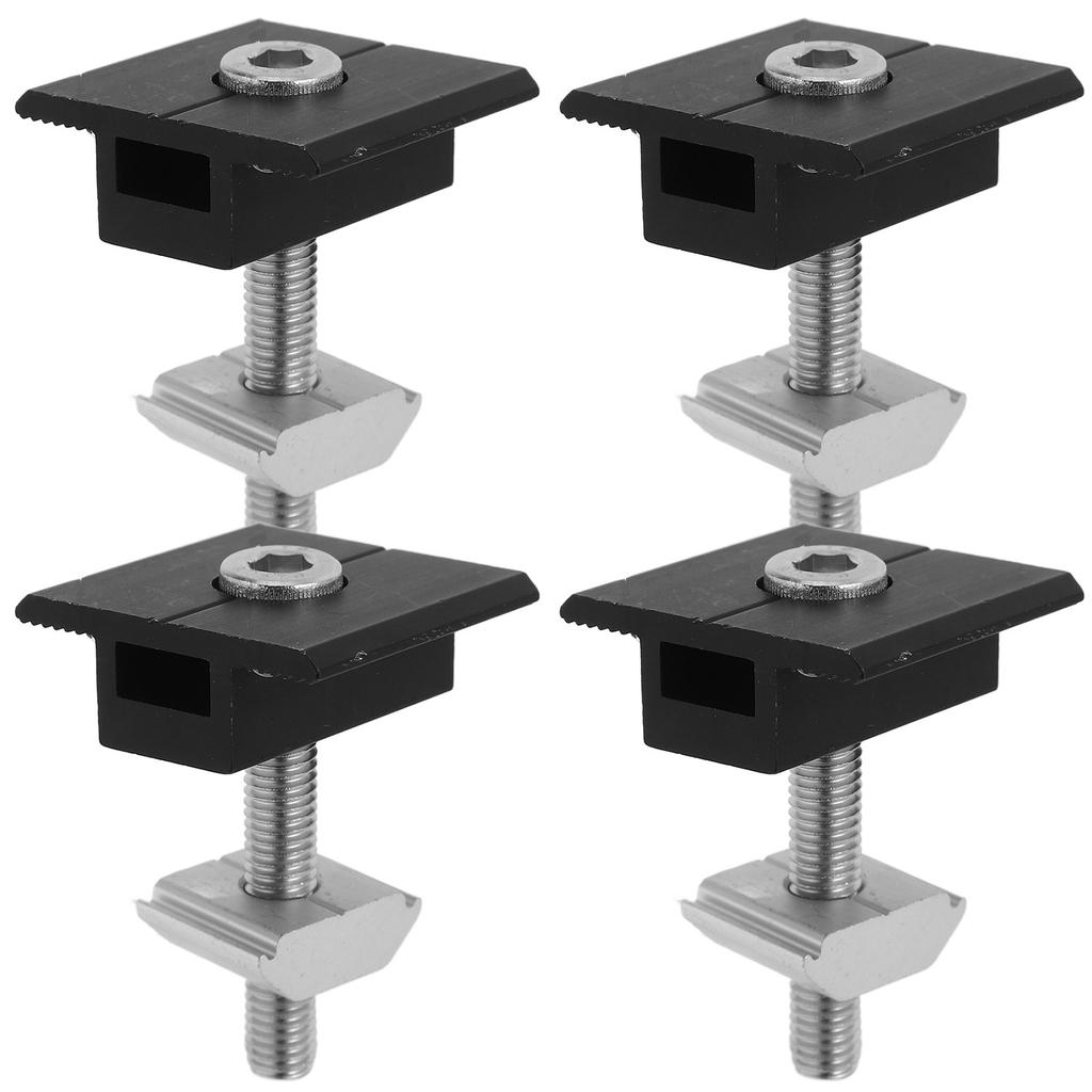 4Pcs Solar Panel Mid Clamps Aluminum Alloy Silver Pre-Drilled Holes Secure Mounting for Rv Boat Caravan Roof Ground Installation