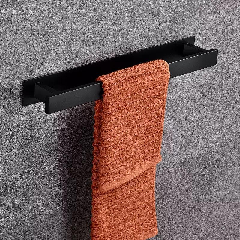 Edelstahl Handtuchstange ohne Bohren mit Haken - Wandmontierte vertikale Stange