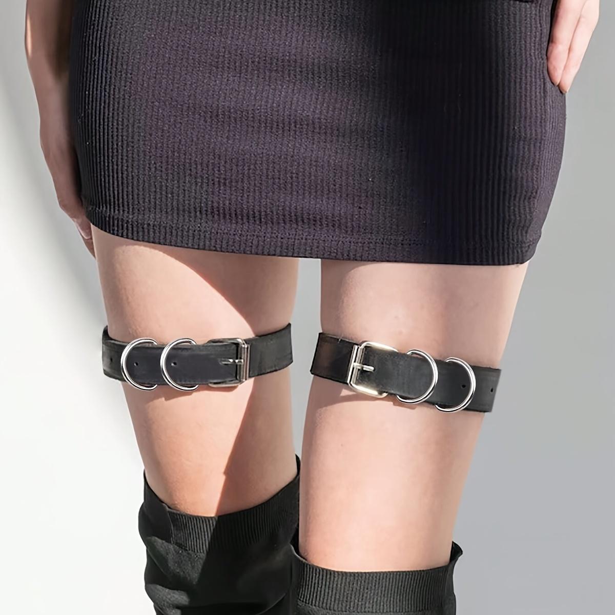 Yiran Sexy Lingerie Women's 2Pcs Thigh Strap Ring, Gothic Adjustable Leg Ring Thigh Harness, Punk Leg Garter Belt, Rave Outfit Thigh Harness.