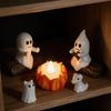 5PCS Resin Ghost Bonfire Ornament Set LED Candle Ghost Campfire Flickering Ornament  Desktop