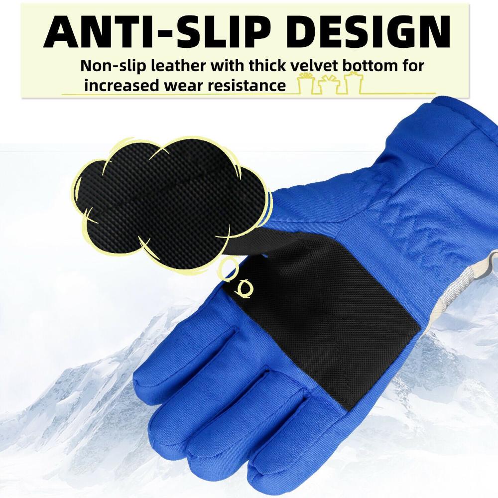 Non-slip Thicken Warm Windproof Waterproof Children Ski Gloves Long-sleeved Mitten Snow Snowboard