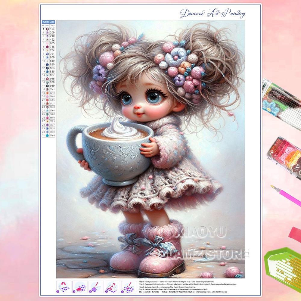 

Алмазная живопись своими руками Милая девушка и животное Новинка 2025 Полная круглая мозаичная вышивка AB Алмазное искусство Хобби для взрослых Подарки ручной работы Round 50x70cm