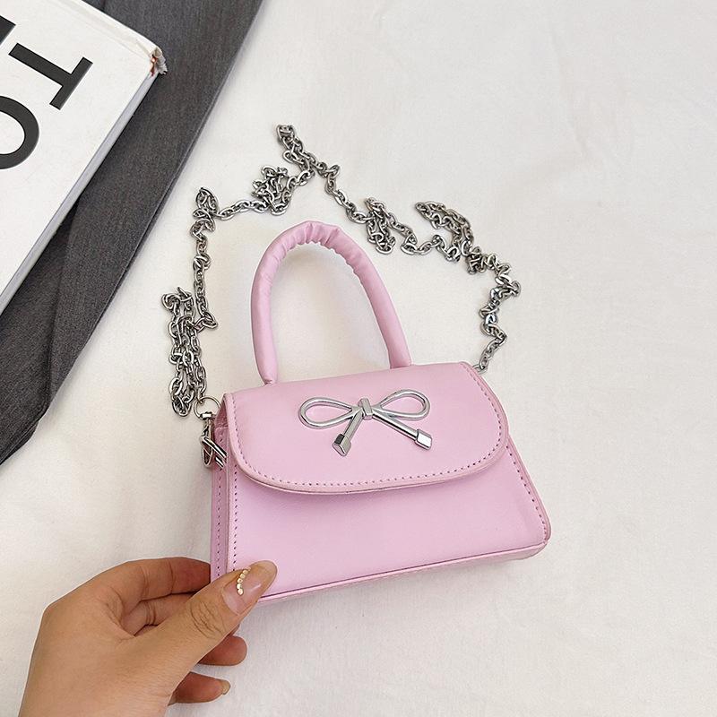 

2025 new bow niche high-end shoulder bag foreign style simple high value messenger bag temperament small square bag
