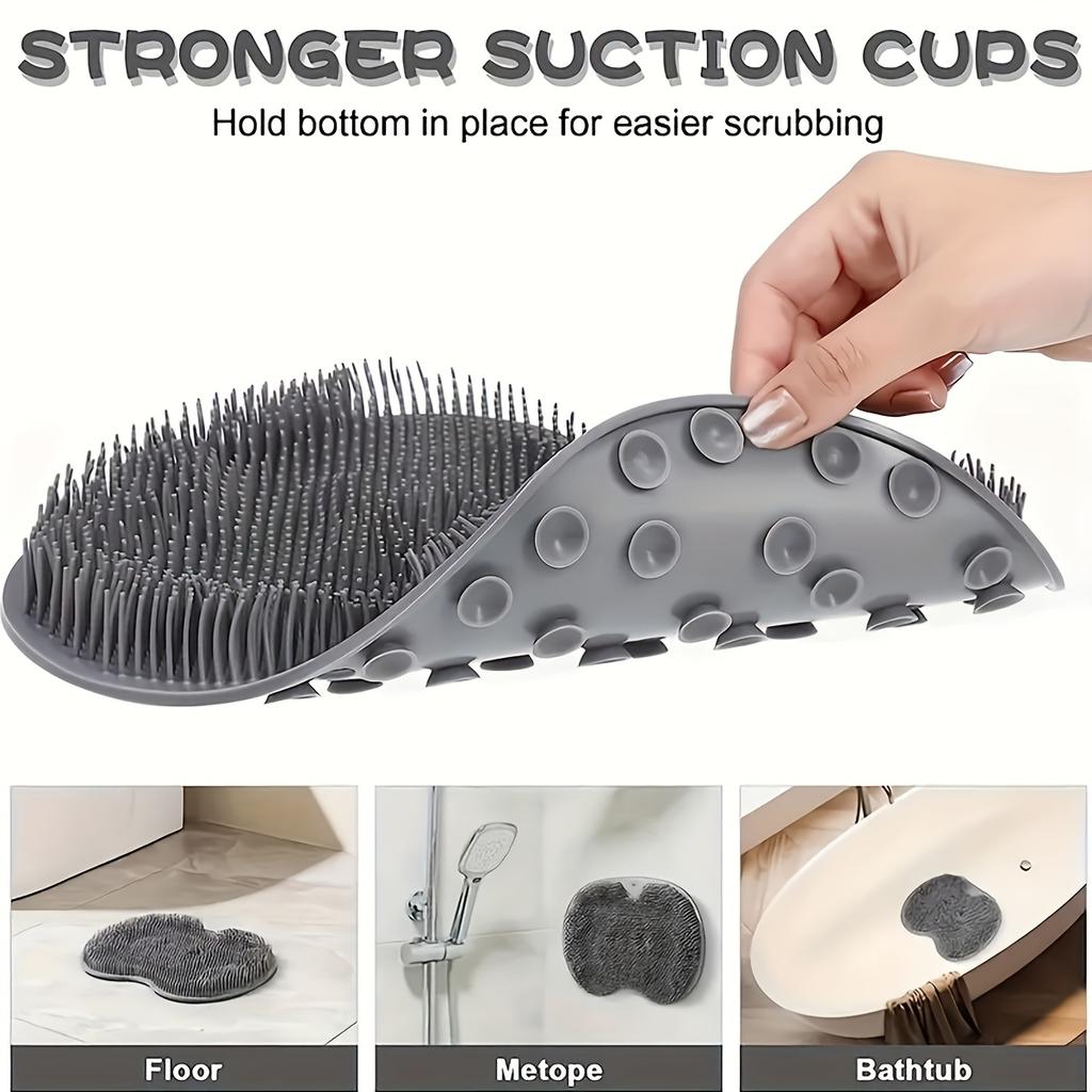 1pc Silicone Foot Scrubber with Suction Cup, Hypoallergenic Non-Slip Deep Cleansing Foot Massager for Shower, Unscented Manual Exfoliating Foot Brush